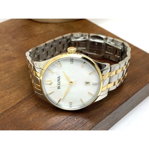 Bulova Women's Watch 98P201 Quartz Diamond Mother of Pearl Dial Two Tone… - Picture 7 of 13